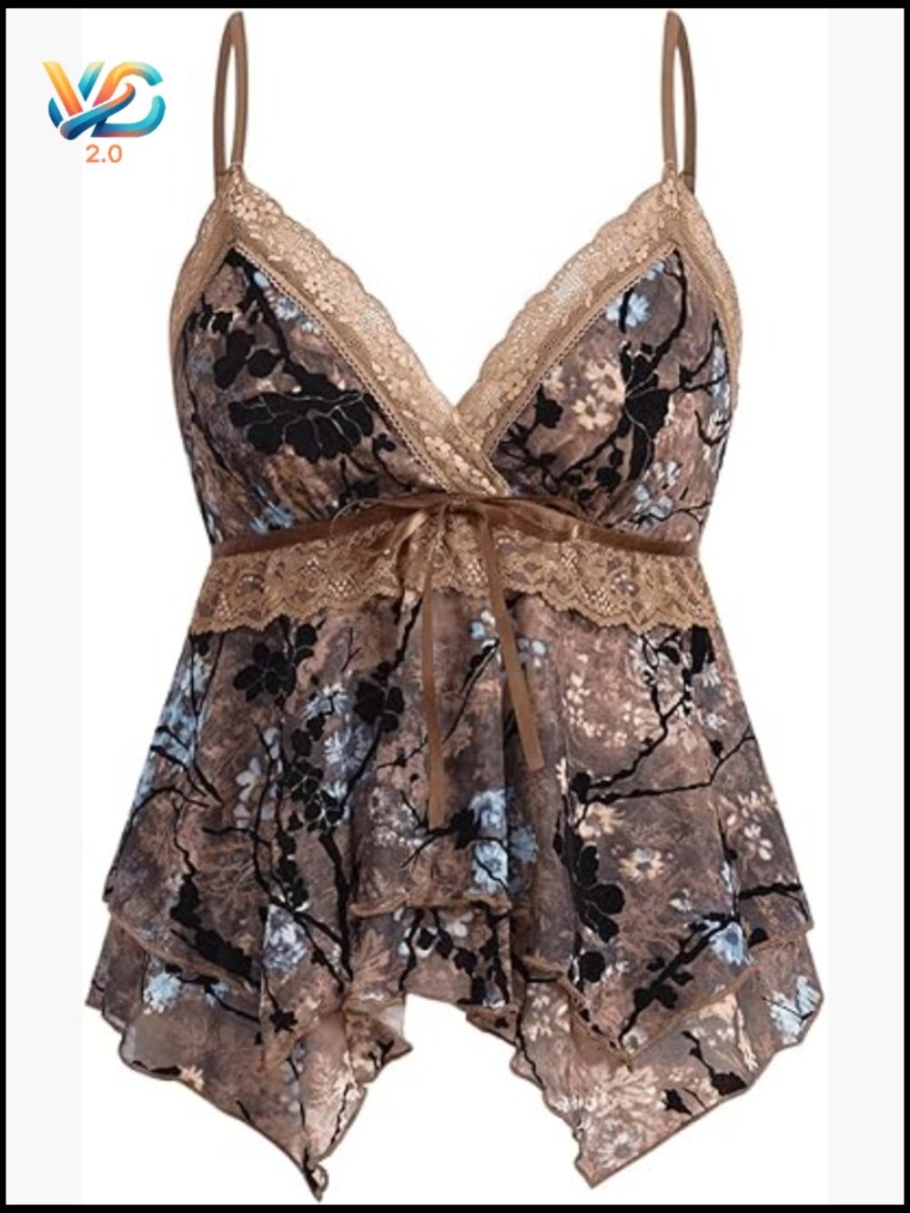 Y2K Babydoll Tank Top Floral Lace Mesh Going Out Whimsical Summer